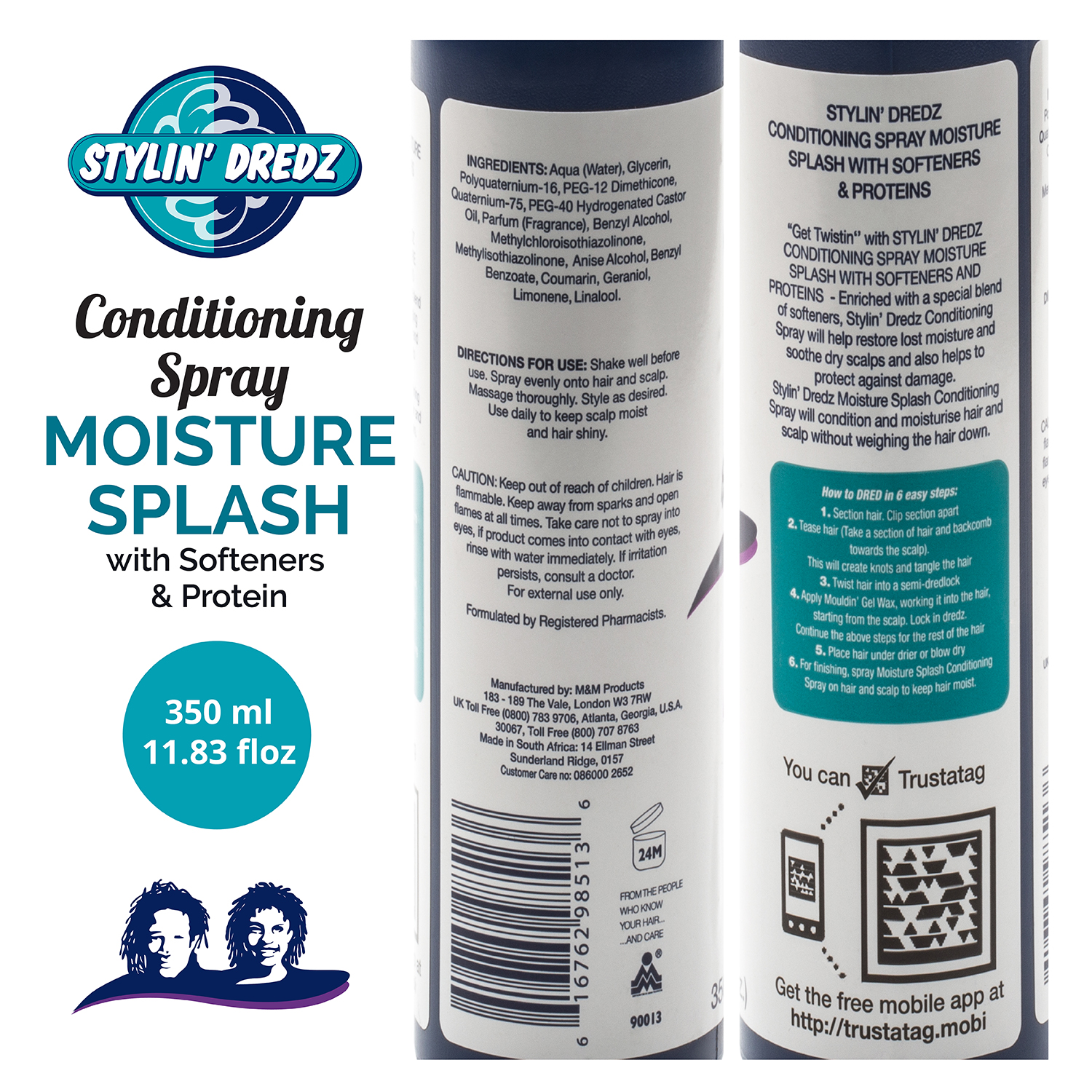 Stylin' Dredz Moisture Splash Conditioning Spray Hair Care 350ml Single